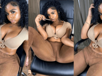 Olosho slay queen goes viral after spredng her legs w E28094dely while in her sitting room watch